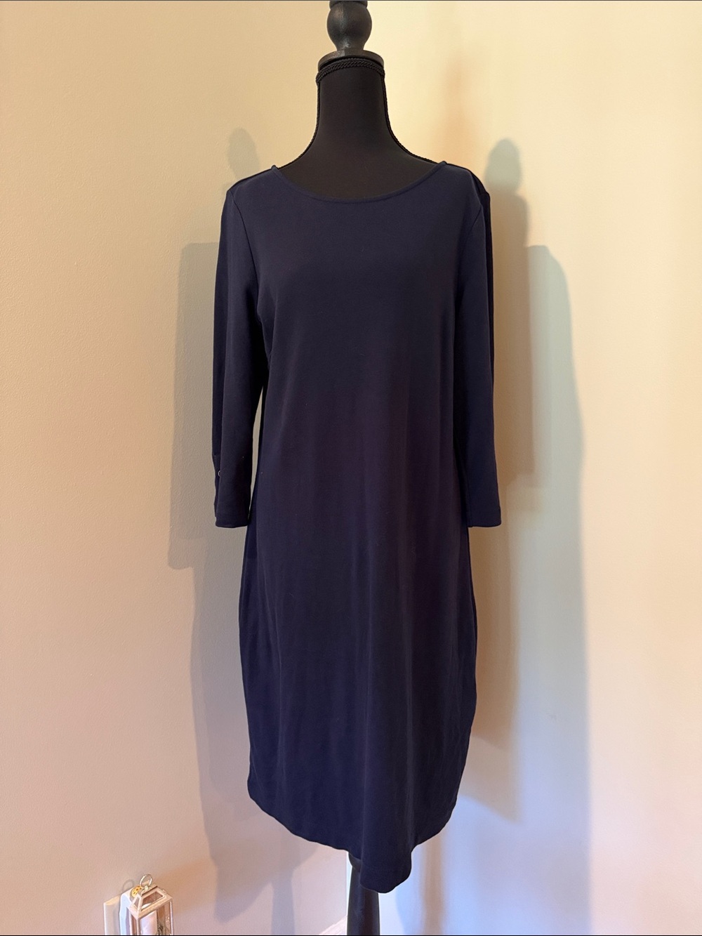 Talbots Navy Midi Shift Dress with Boat Neck